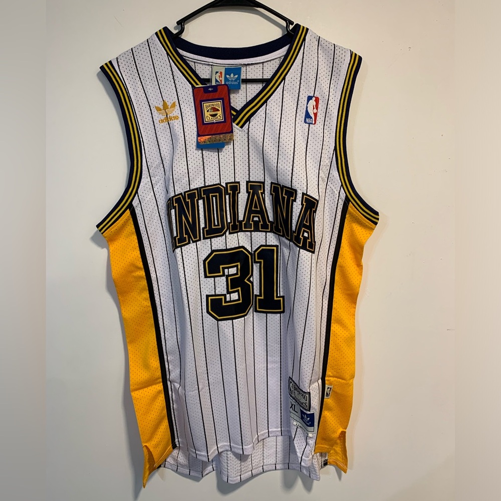 White Pinstripe Indiana Pacers Reggie Miller Jersey